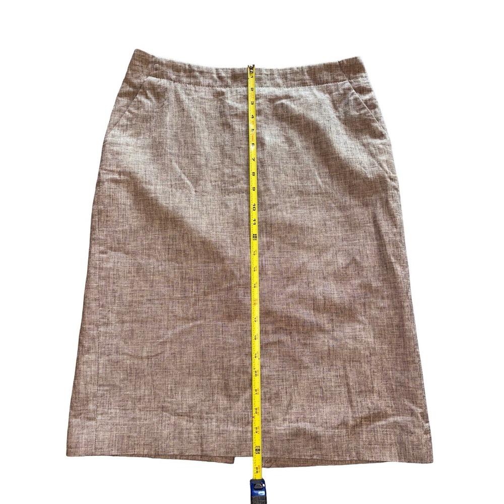 Banana Repulic Pencil Skirt Size 8 Brown White Woven Blend Rear Slit Career - Picture 8 of 11